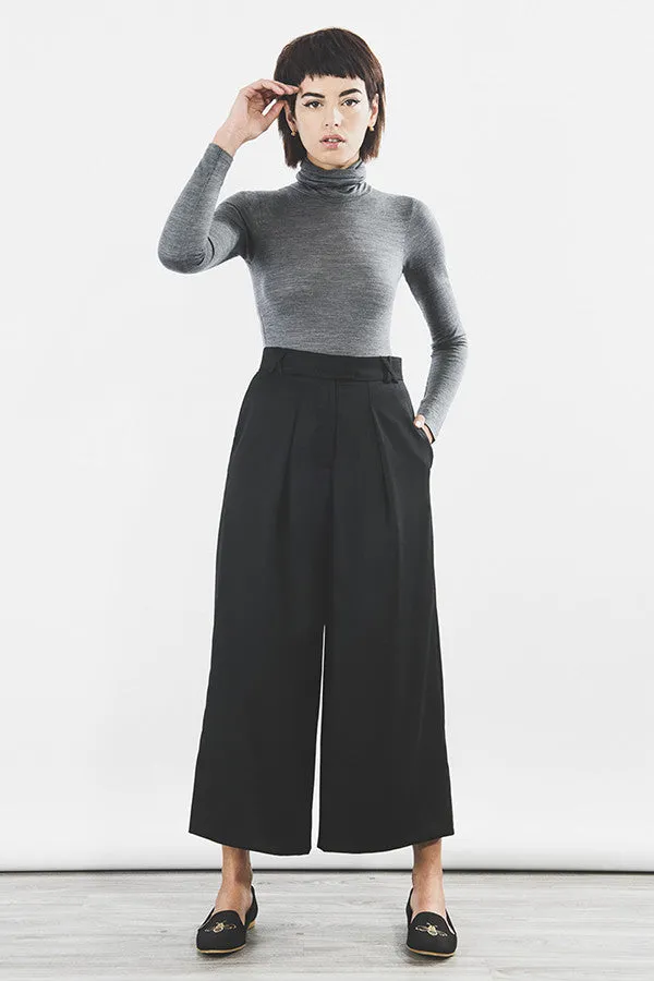 Outsider organic merino wool culotte trousers in black *Last pieces in sizes XS & L*