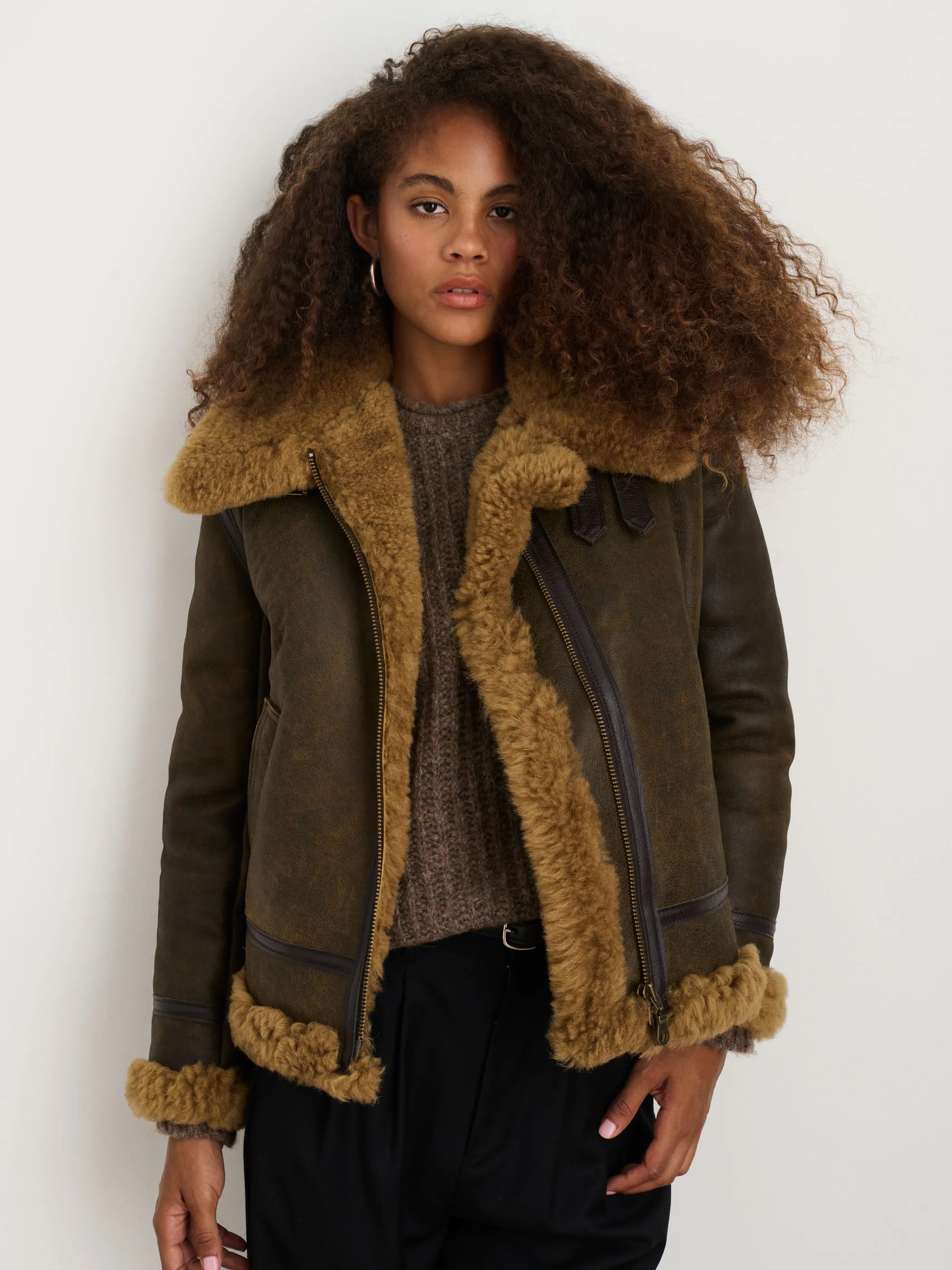 Owen Barry x Alex Mill Amy Aviator Shearling Coat