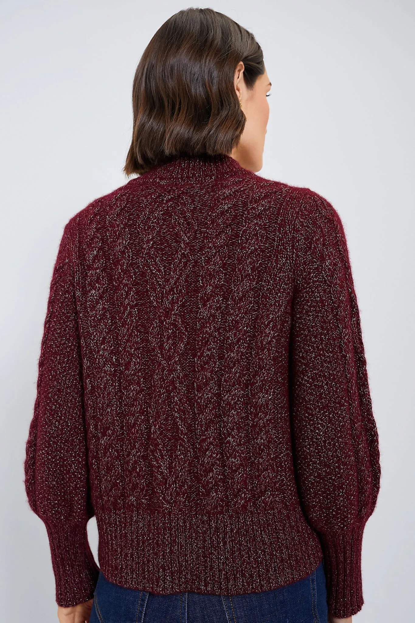 Oxblood Lurex Cashmere Colette Cardigan