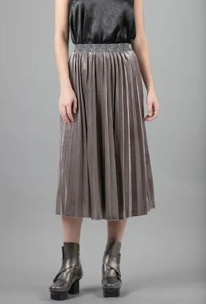 Pleated Velvet Skirt, Ash