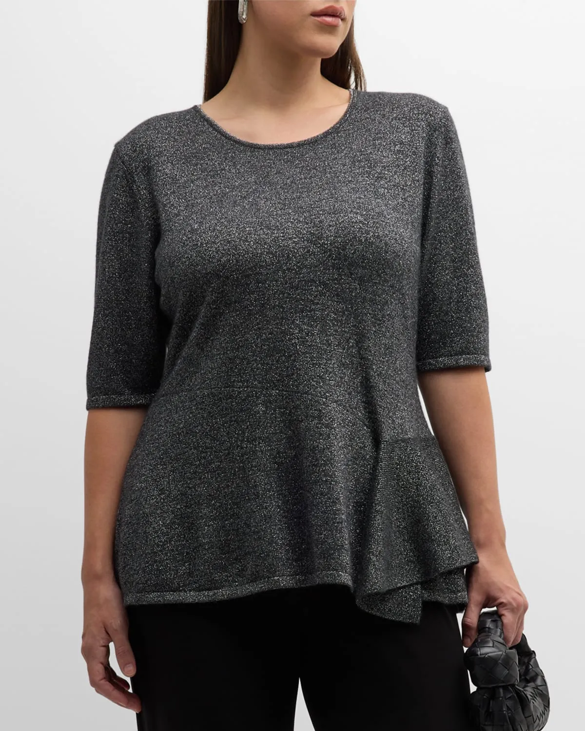 Plus Size Cashmere Lurex Peplum Top