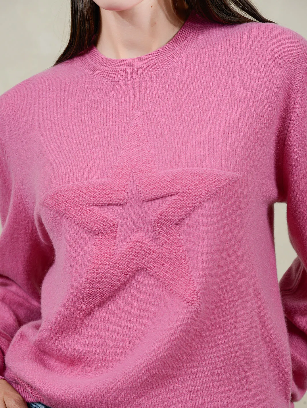 Polly Cashmere Pullover with Boucle Star