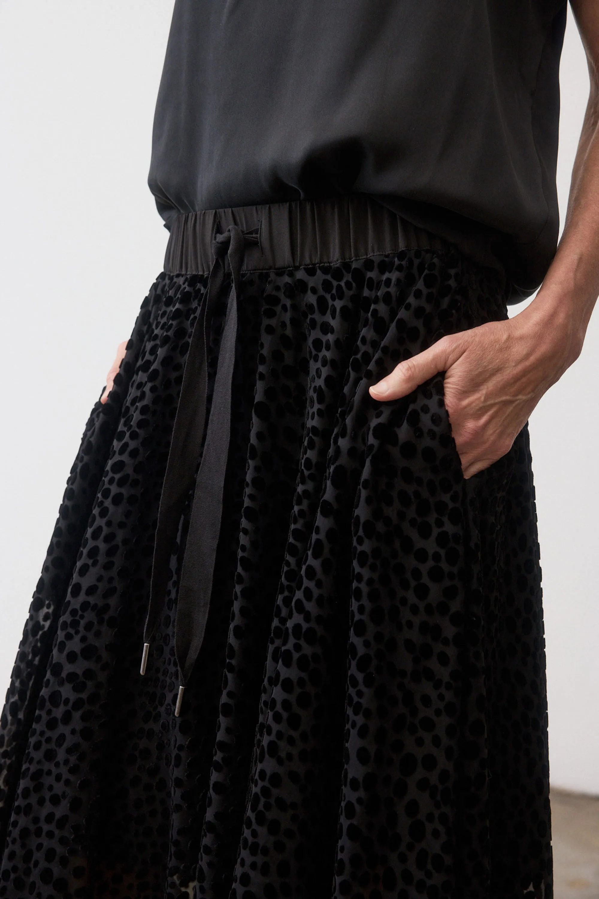 Pull-On Velvet Burnout Maxi Skirt