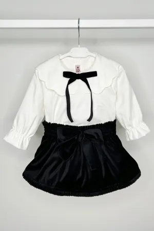 "Adelaide" Blouse & Black Velvet Skirt