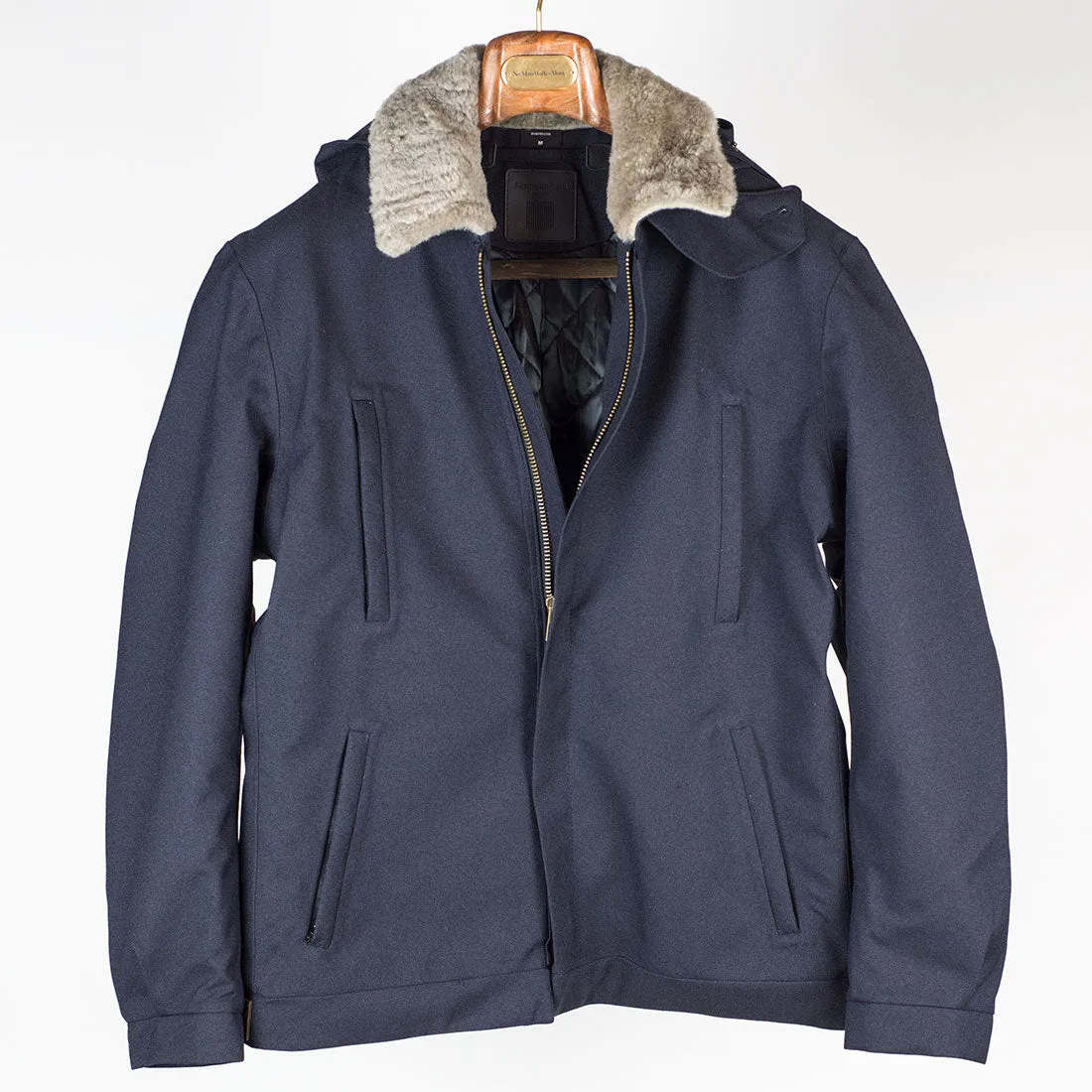 "Bumfreezer" jacket in Navy hopsack fabric