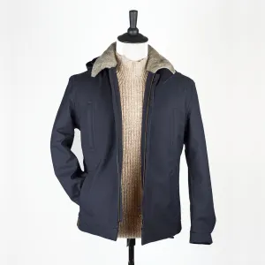 "Bumfreezer" jacket in Navy hopsack fabric