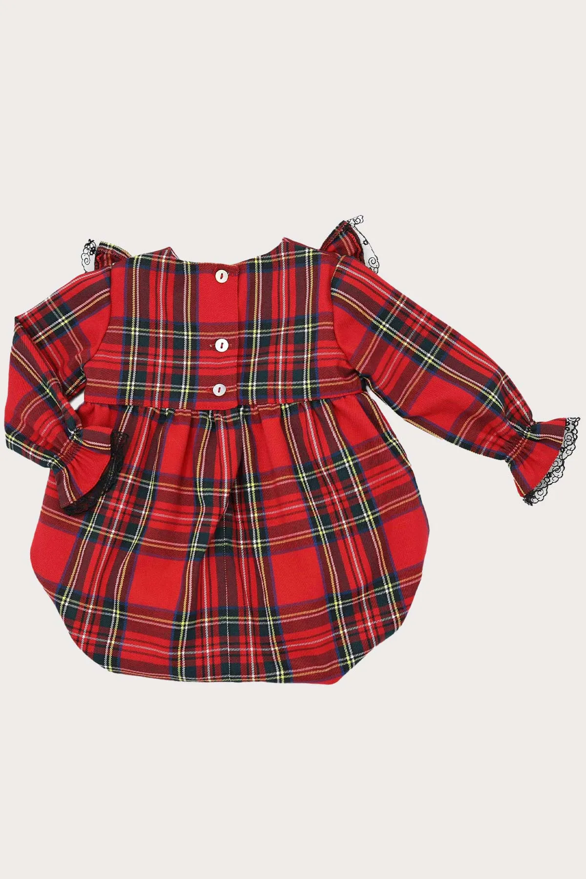 Red Tartan & Black Lace Romper (3M - 4Y)