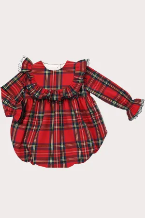 Red Tartan & Black Lace Romper (3M - 4Y)