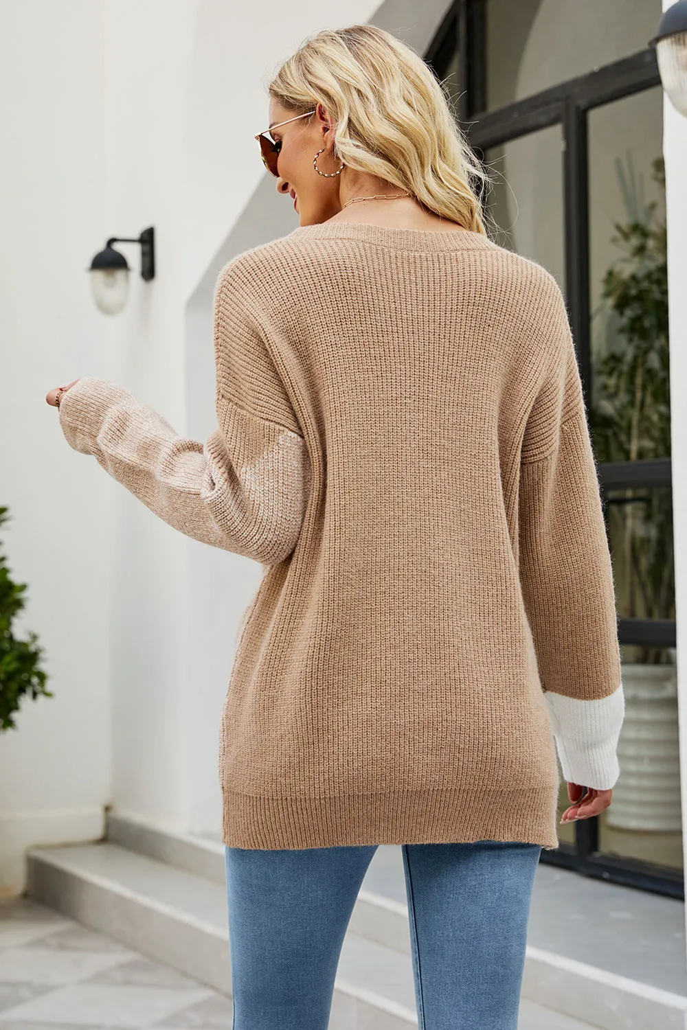 Round Neck Black Loose Women's Knitted Sweater