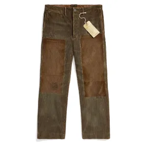 RRL by Ralph Lauren Distressed Corduroy Field Trouser Loden Repaired