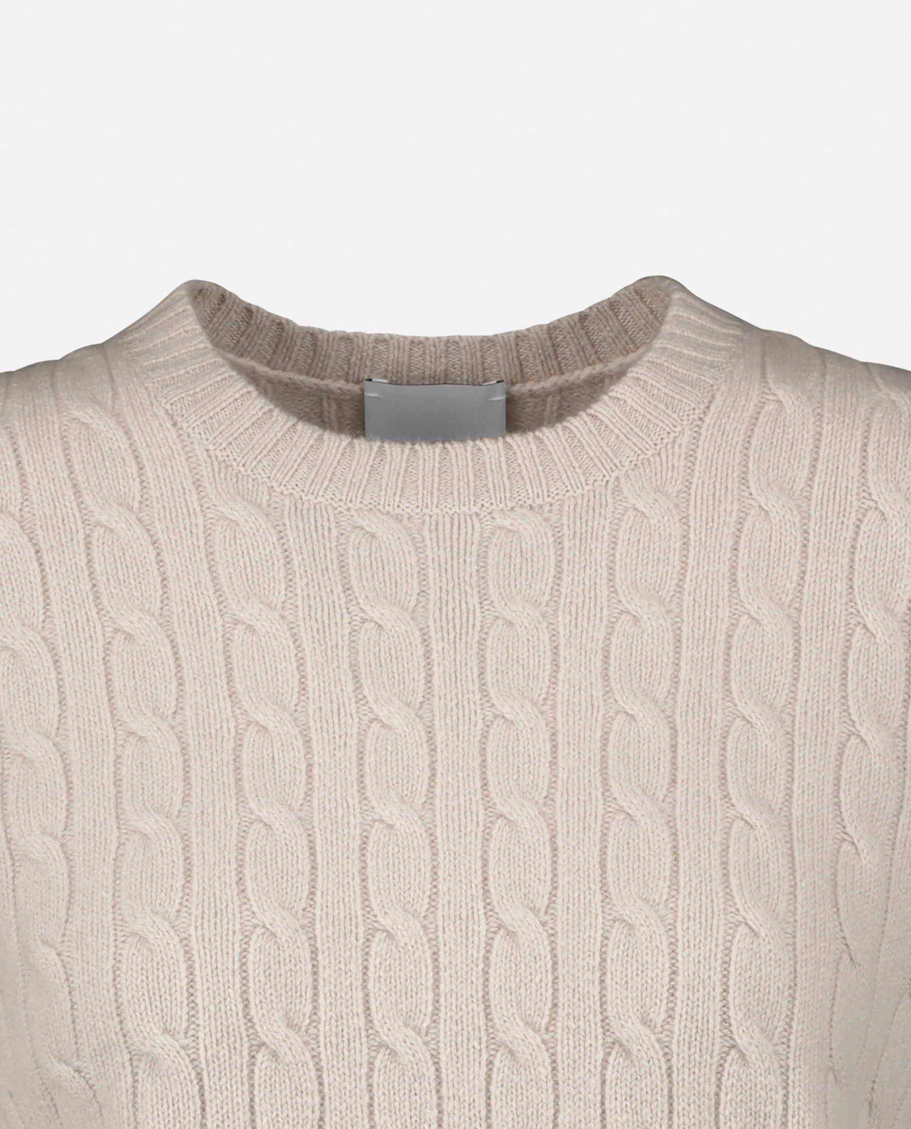 Rundhals Pullover aus Cashmere-Mischung in Creme