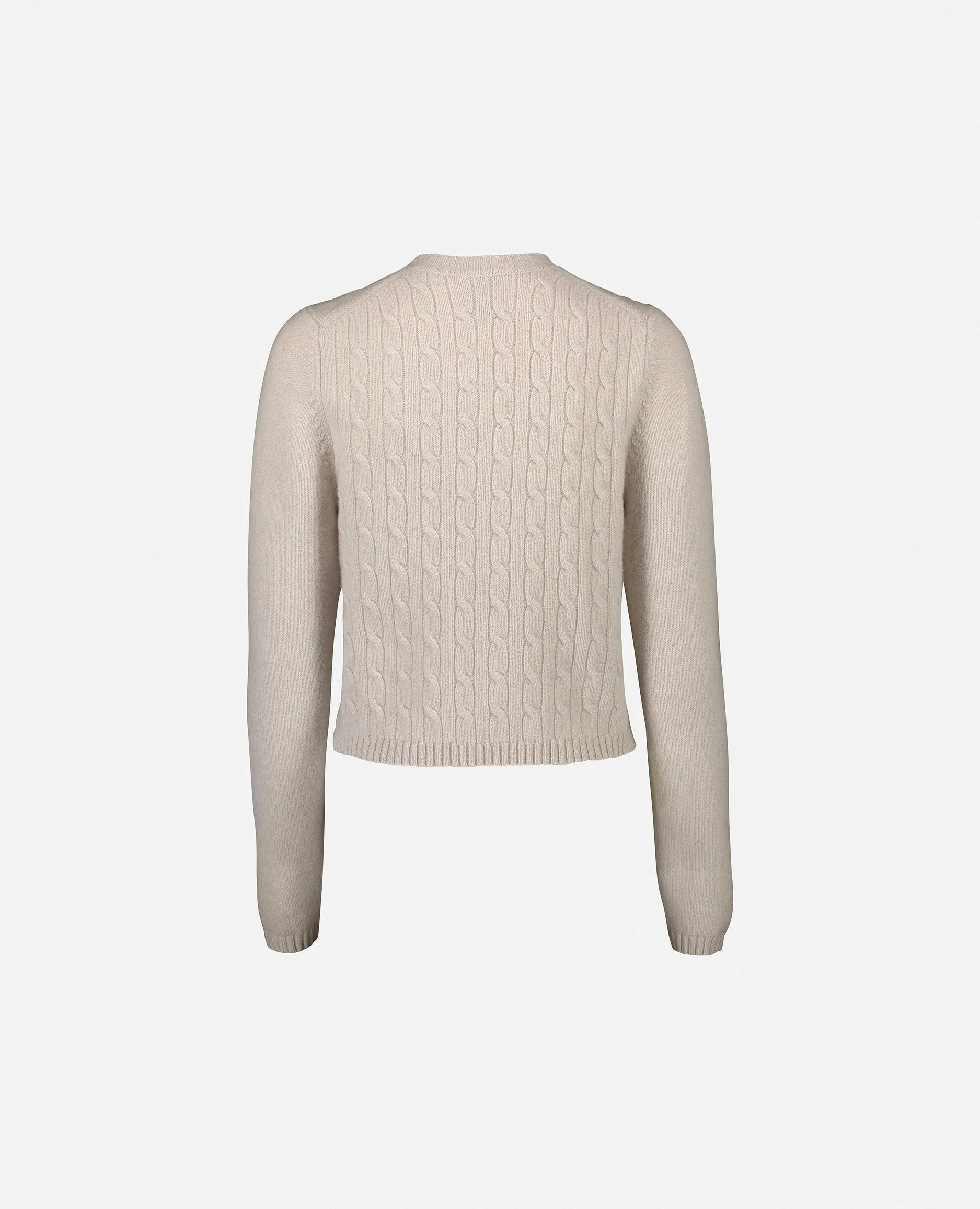 Rundhals Pullover aus Cashmere-Mischung in Creme