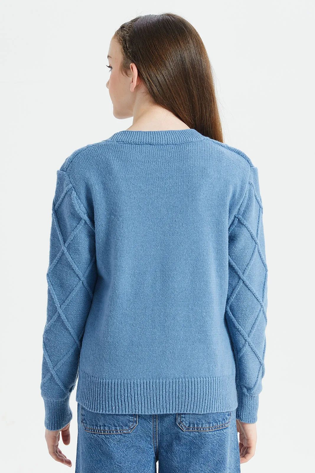 Senior Girls Blue Knitted Sweater