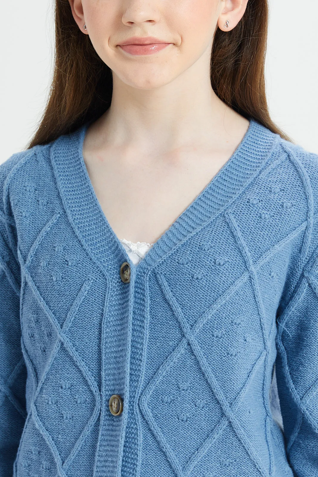 Senior Girls Blue Knitted Sweater