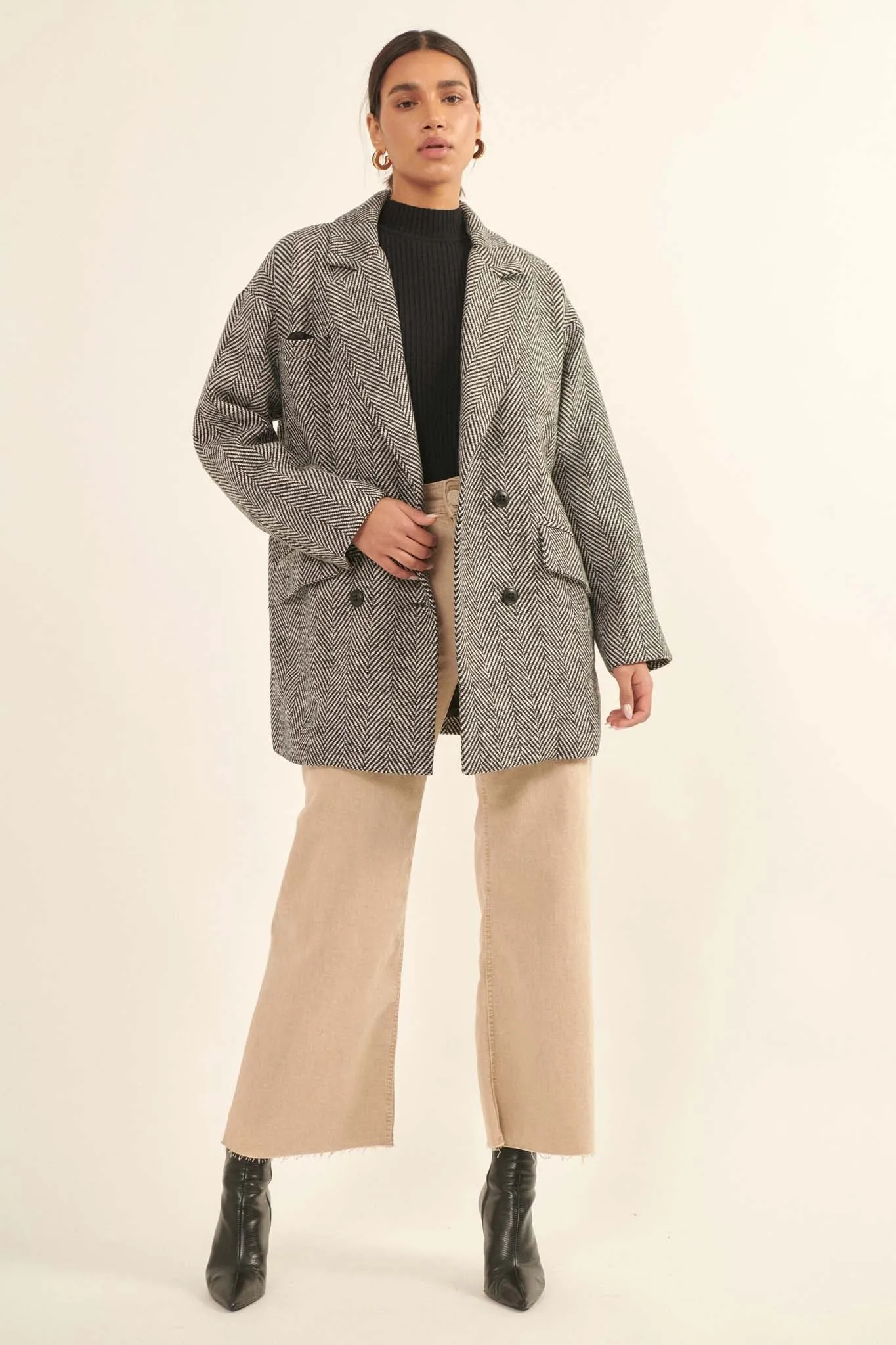 Ship Shape Double-Breasted Tweed Peacoat