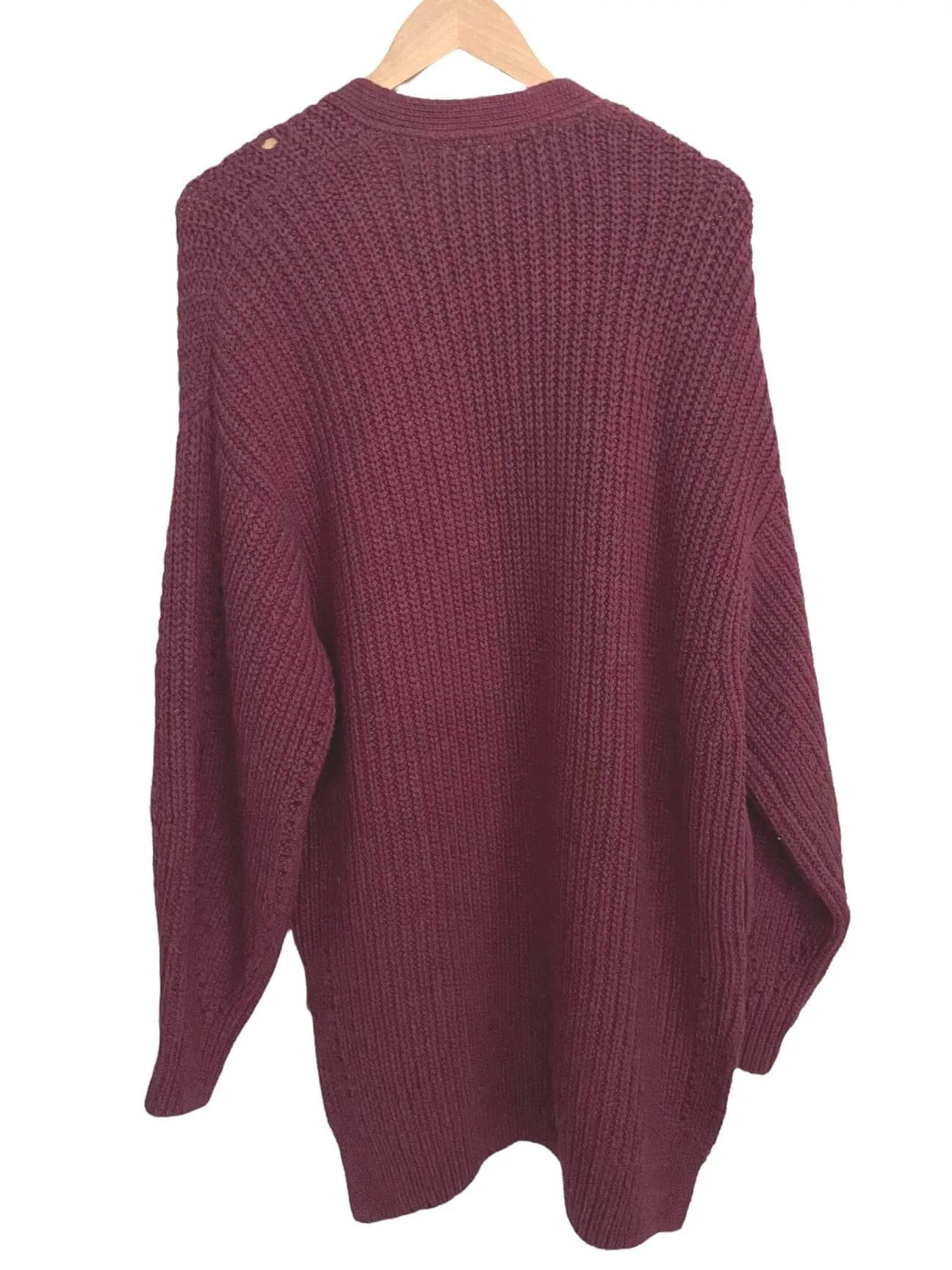 Soft Summer Burgundy Chunky Knit Sweater Jacket