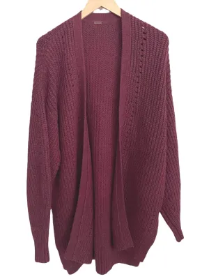 Soft Summer Burgundy Chunky Knit Sweater Jacket