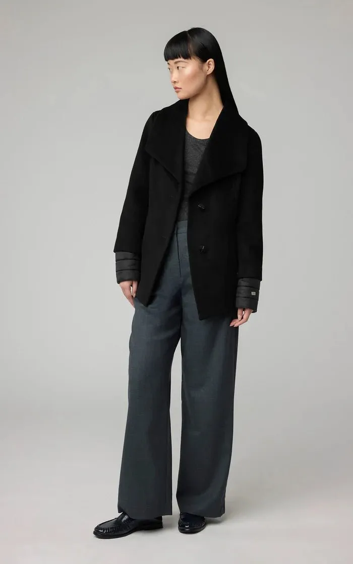 SOIA&KYO FRIEDA - Slim-Fit Mixed Media Wool Coat With Removable Bib