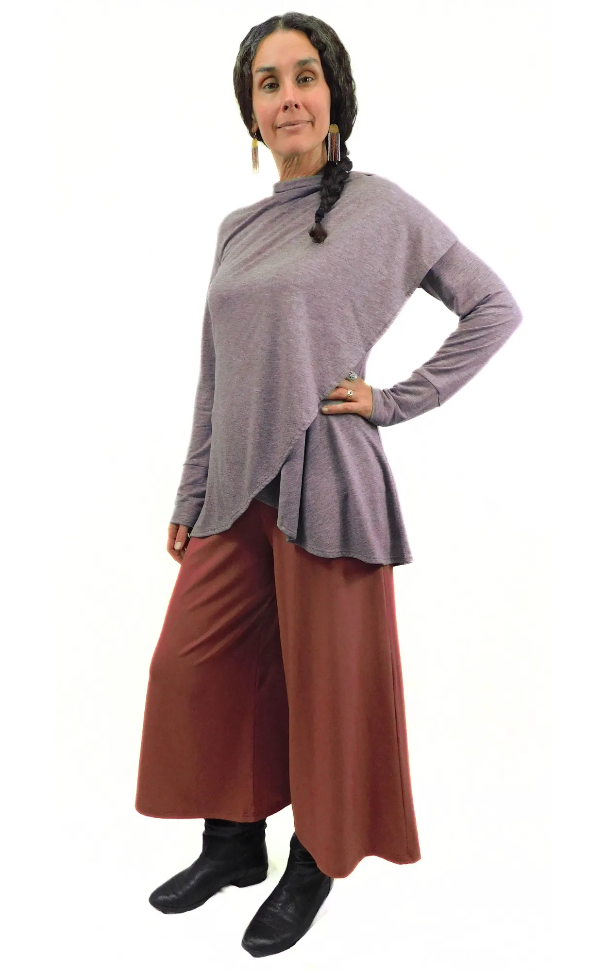 Tencel Xtra Wide 25" Long Capri Pant - Marsala