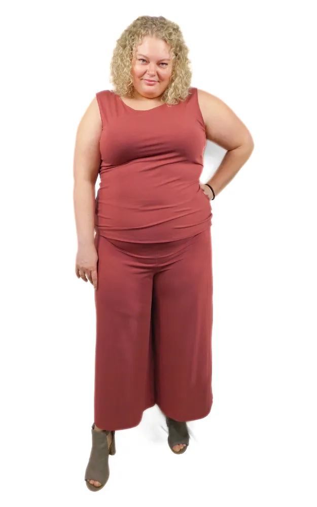 Tencel Xtra Wide 25" Long Capri Pant - Marsala