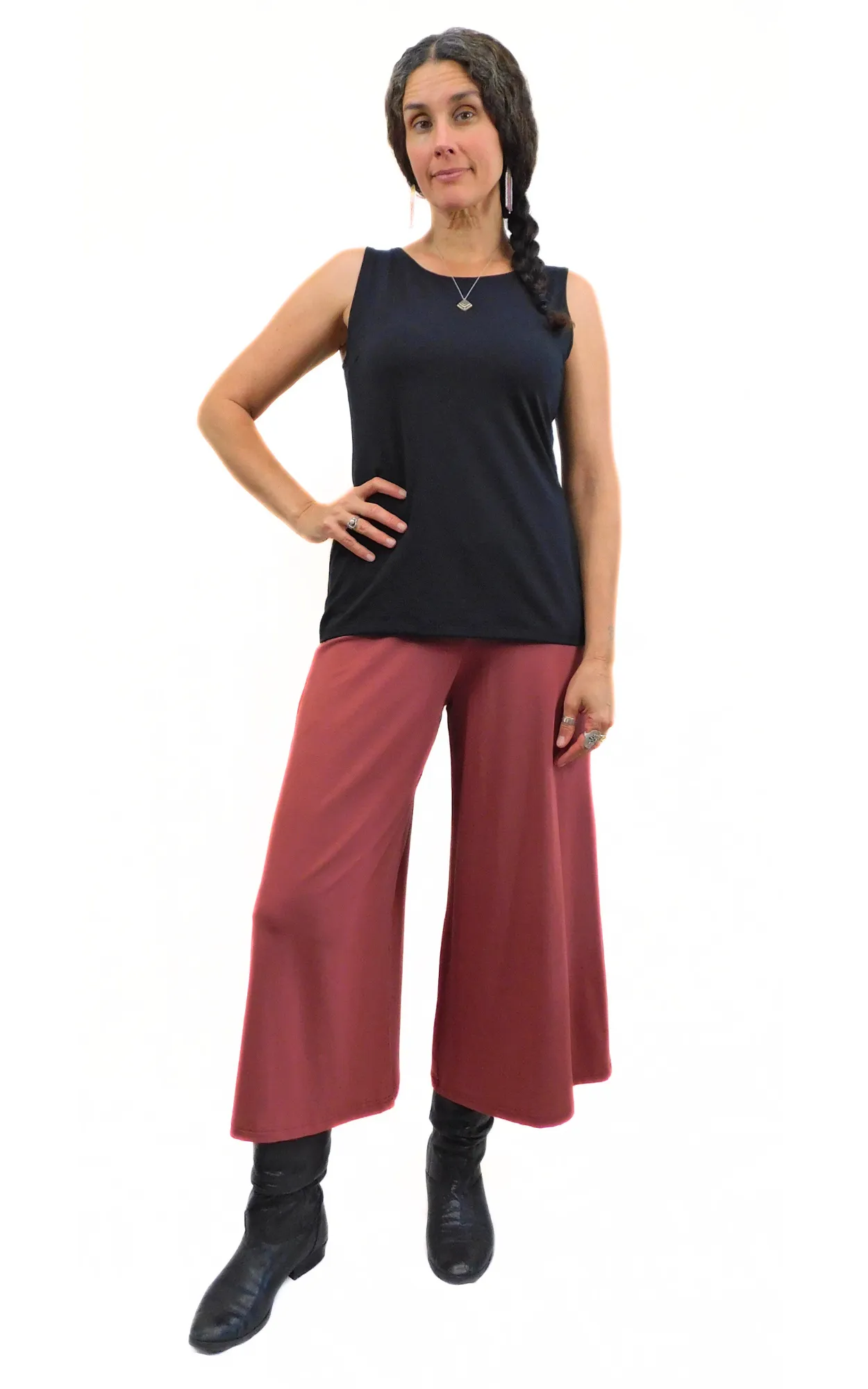 Tencel Xtra Wide 25" Long Capri Pant - Marsala