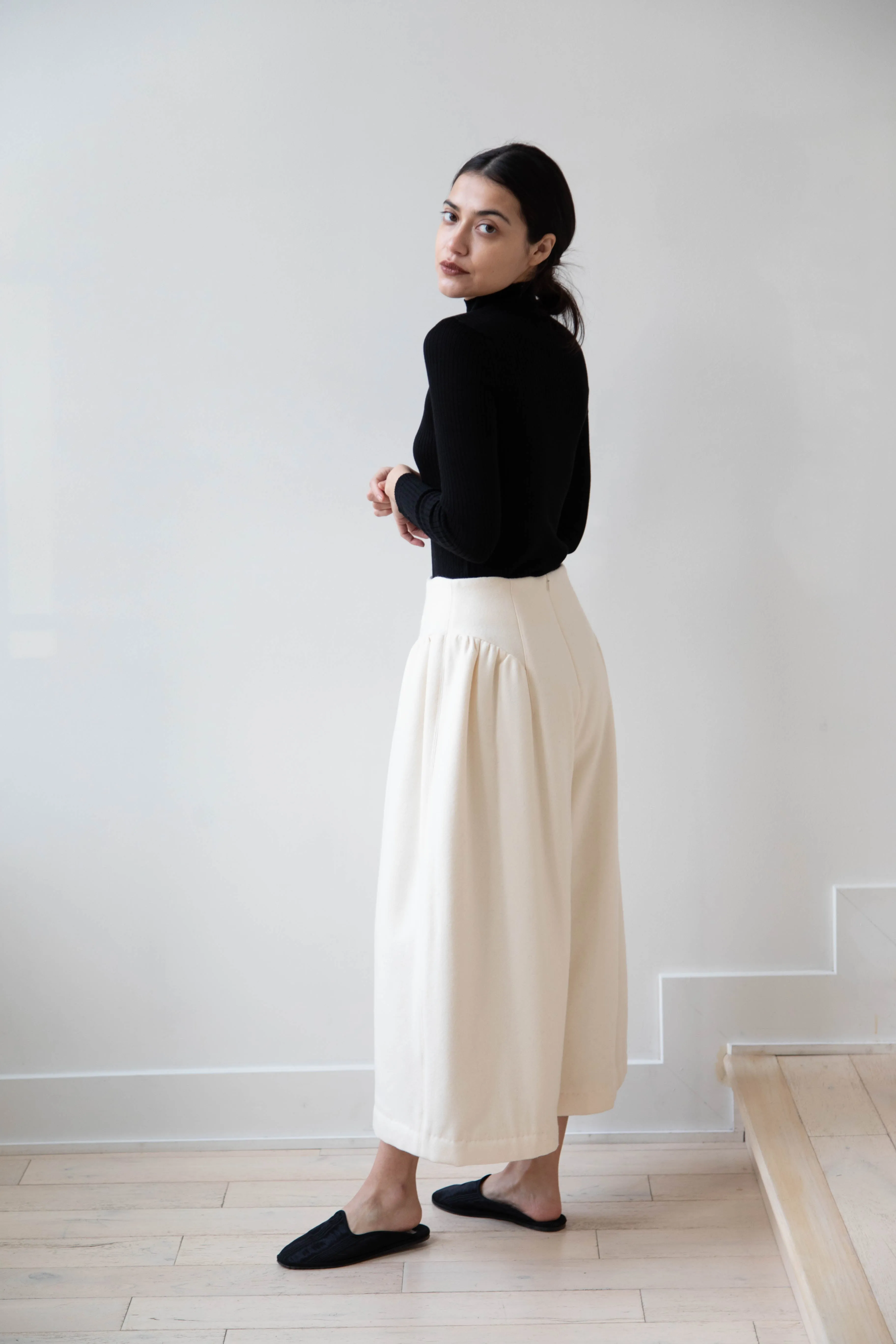 Tenne Handcrafted Modern | Wool Culottes in Ivory