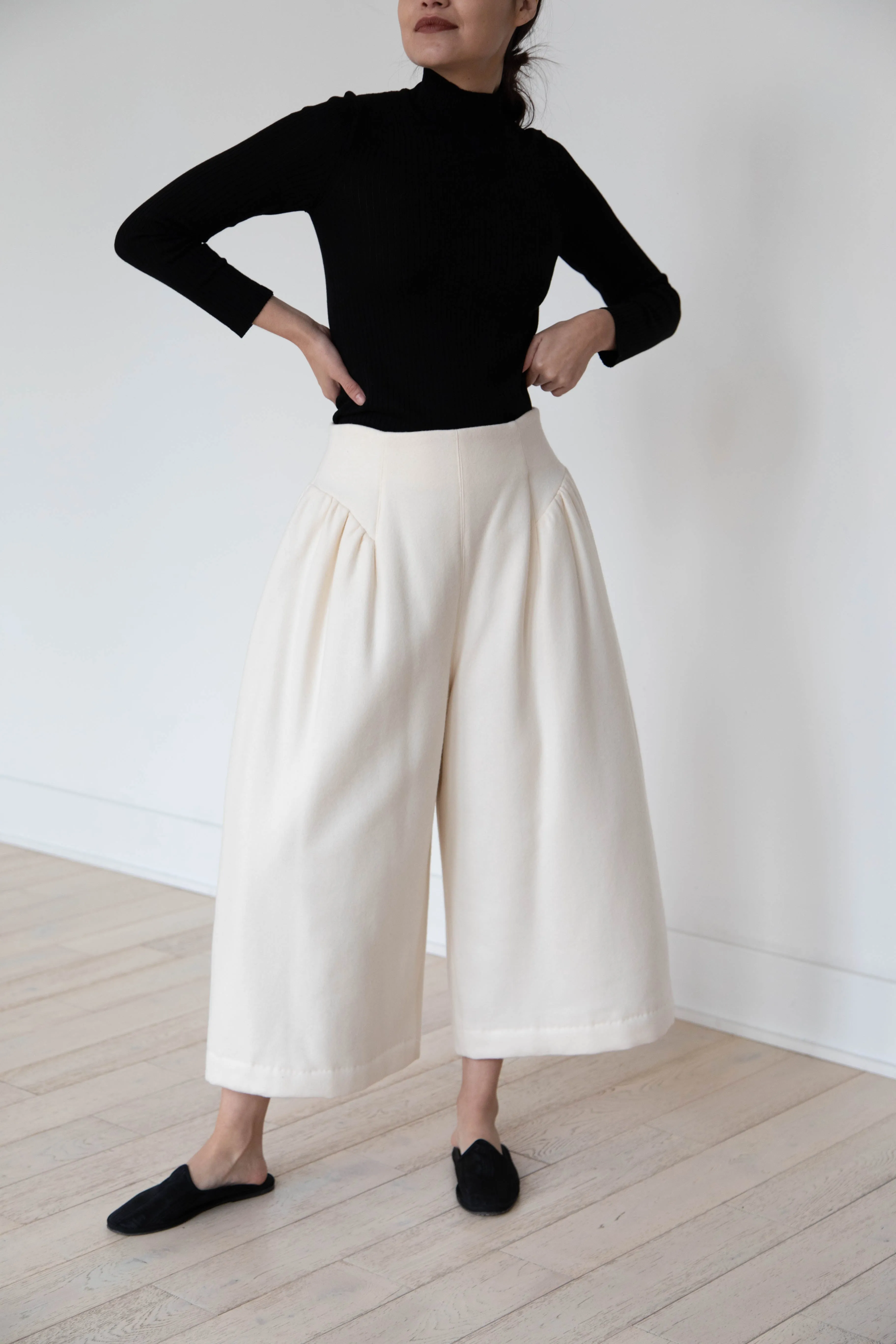 Tenne Handcrafted Modern | Wool Culottes in Ivory