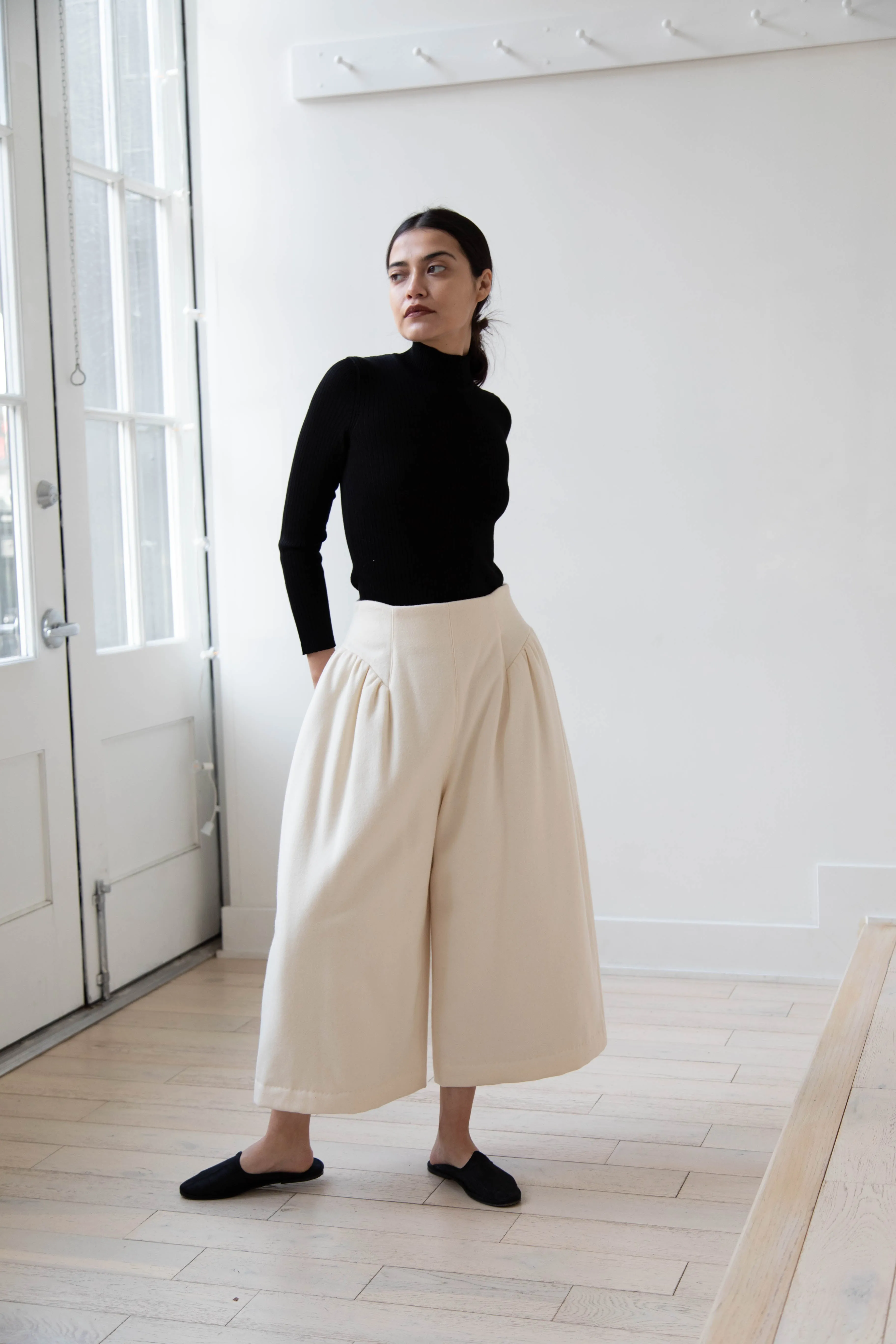 Tenne Handcrafted Modern | Wool Culottes in Ivory