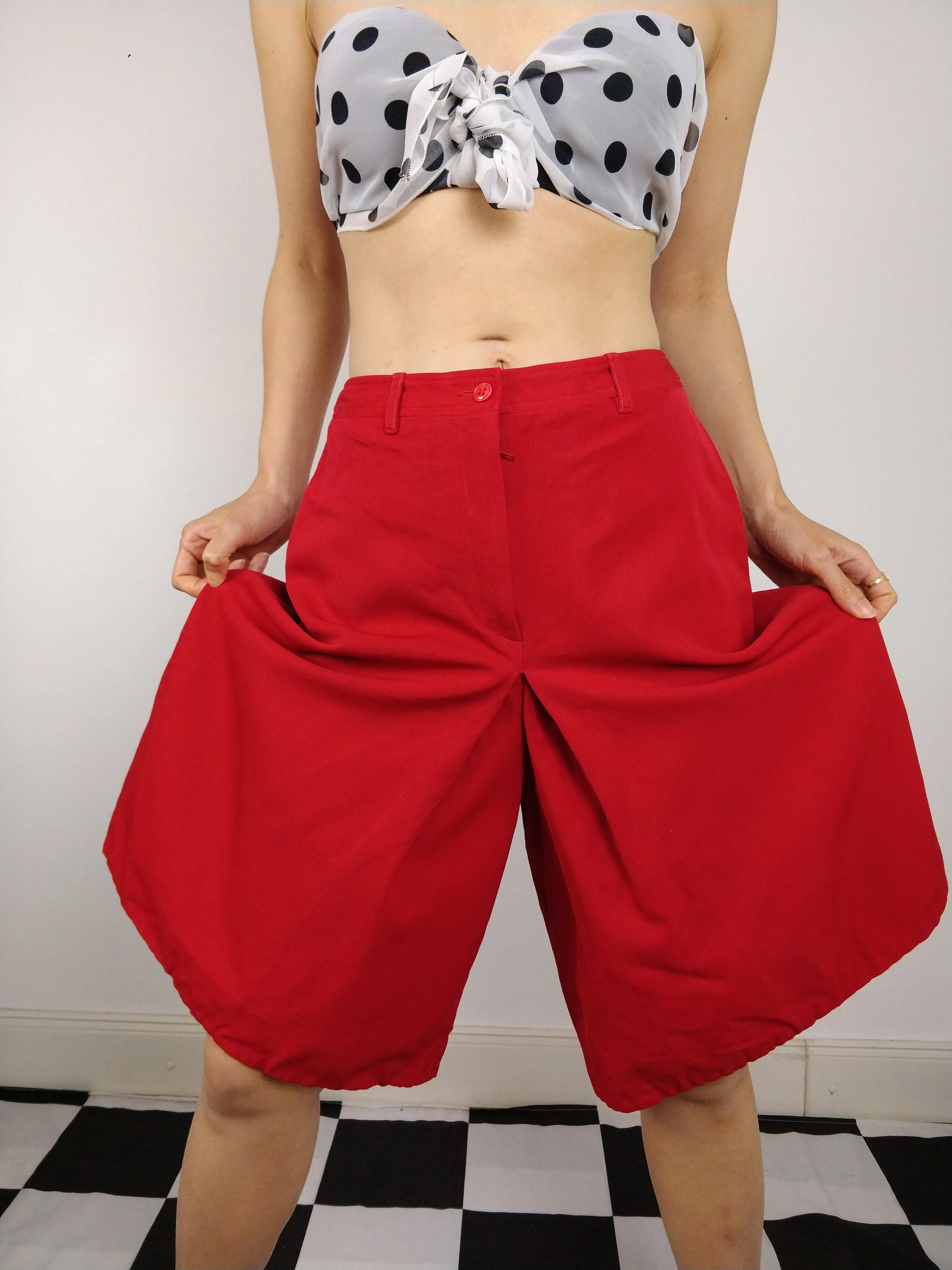 The Cacharel Culottes | Vintage designer Cacharel red wool culottes shorts skirt skort S