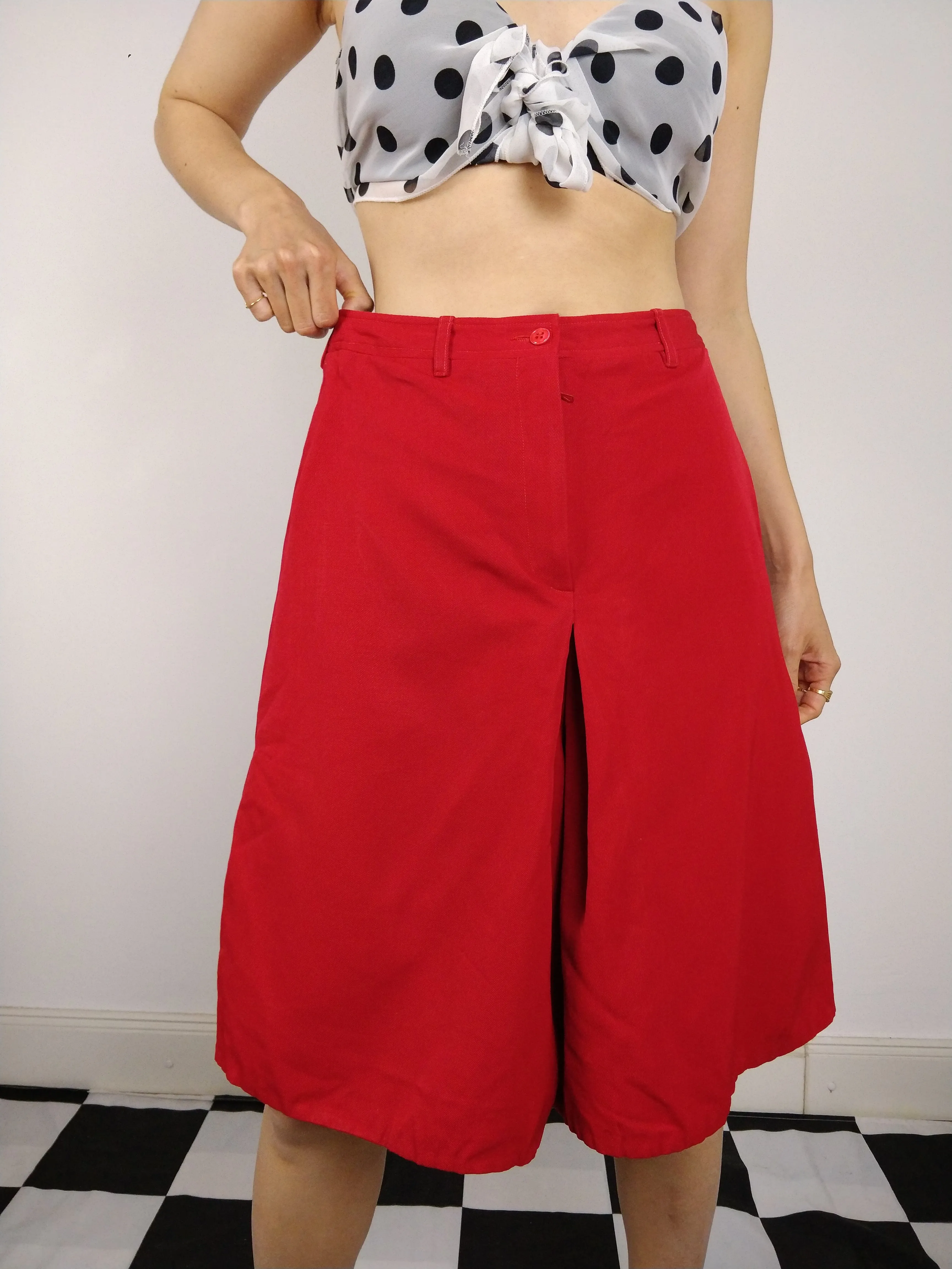 The Cacharel Culottes | Vintage designer Cacharel red wool culottes shorts skirt skort S