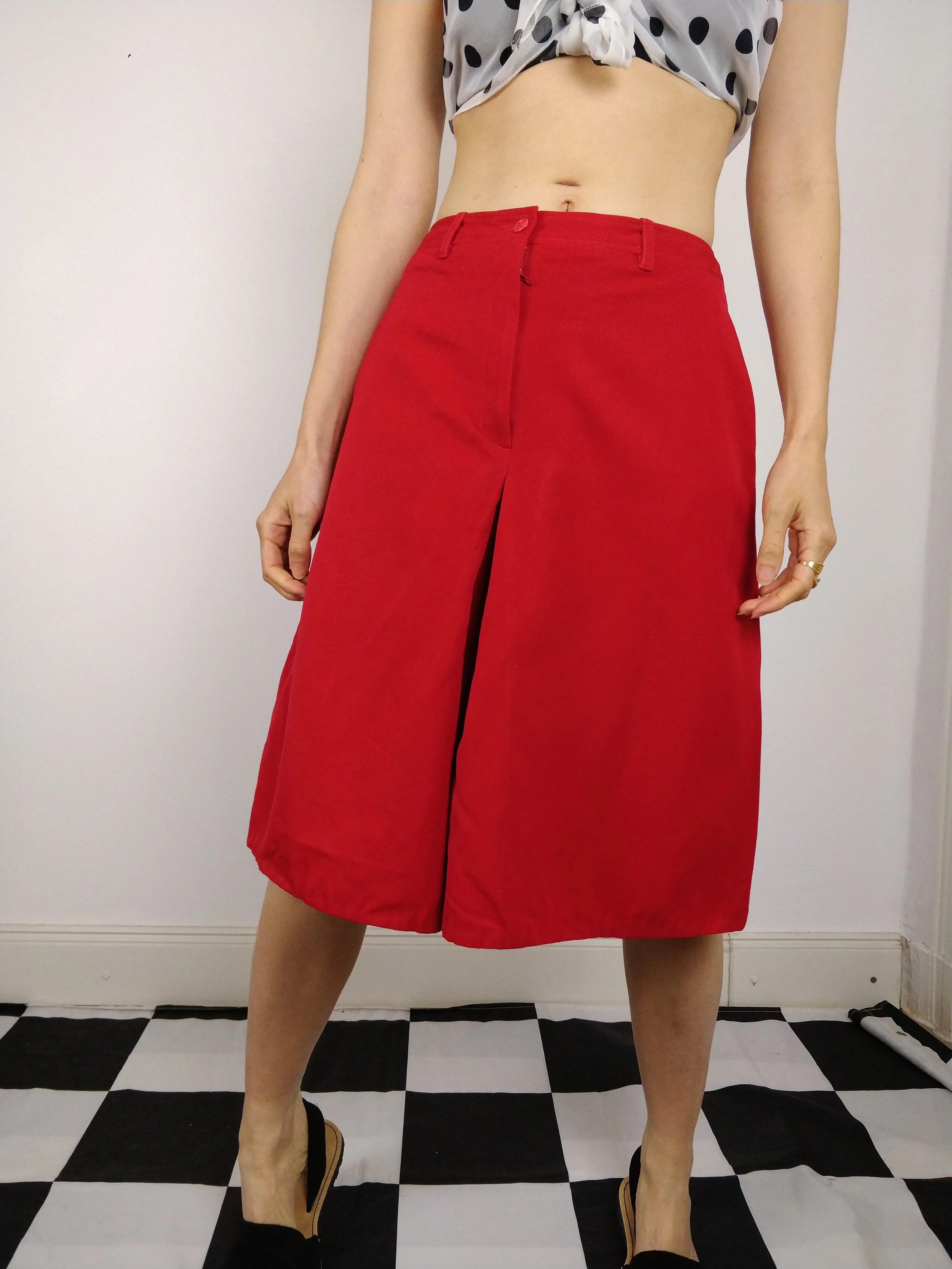 The Cacharel Culottes | Vintage designer Cacharel red wool culottes shorts skirt skort S