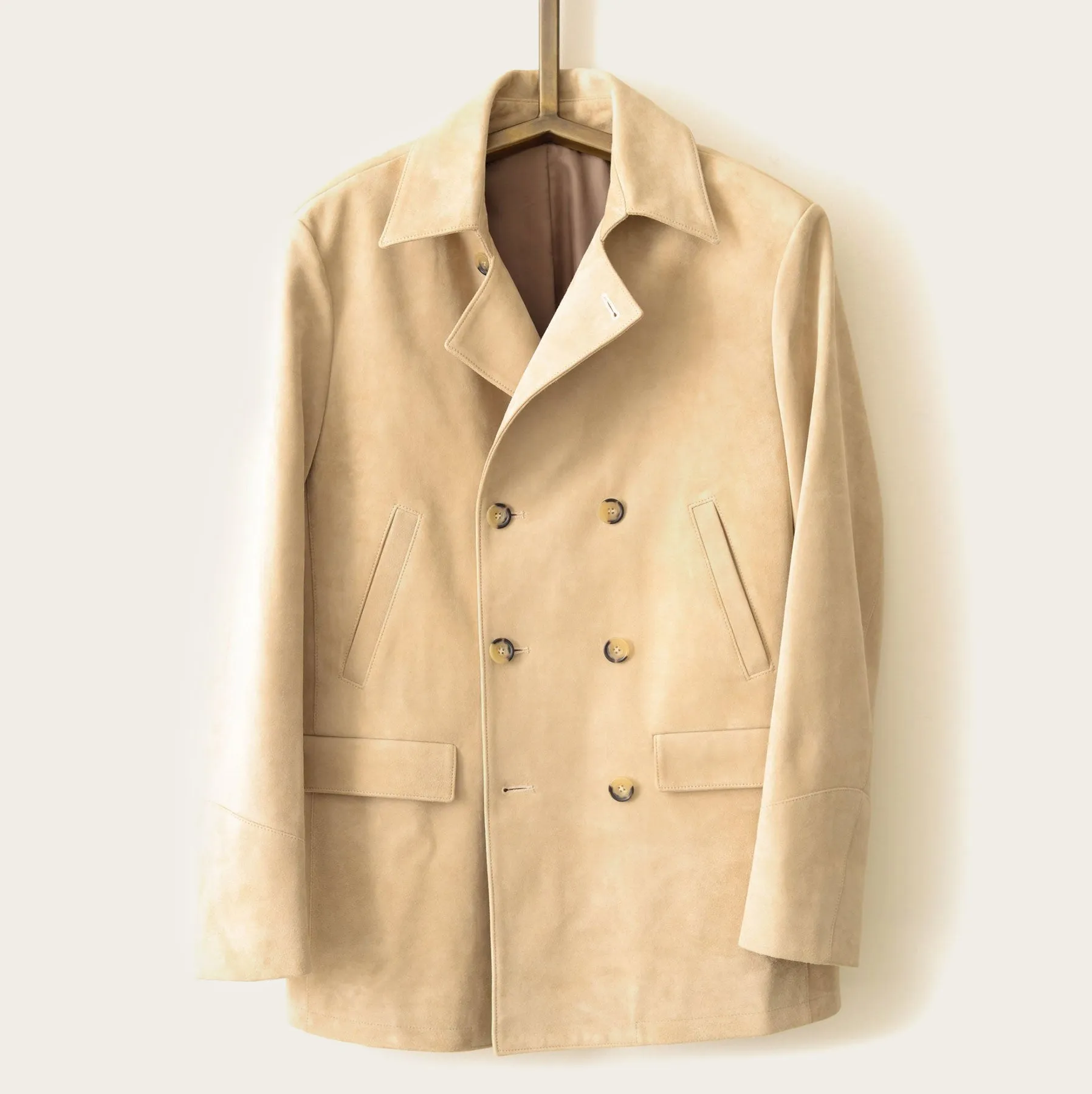 The Condor Peacoat: Bone Suede