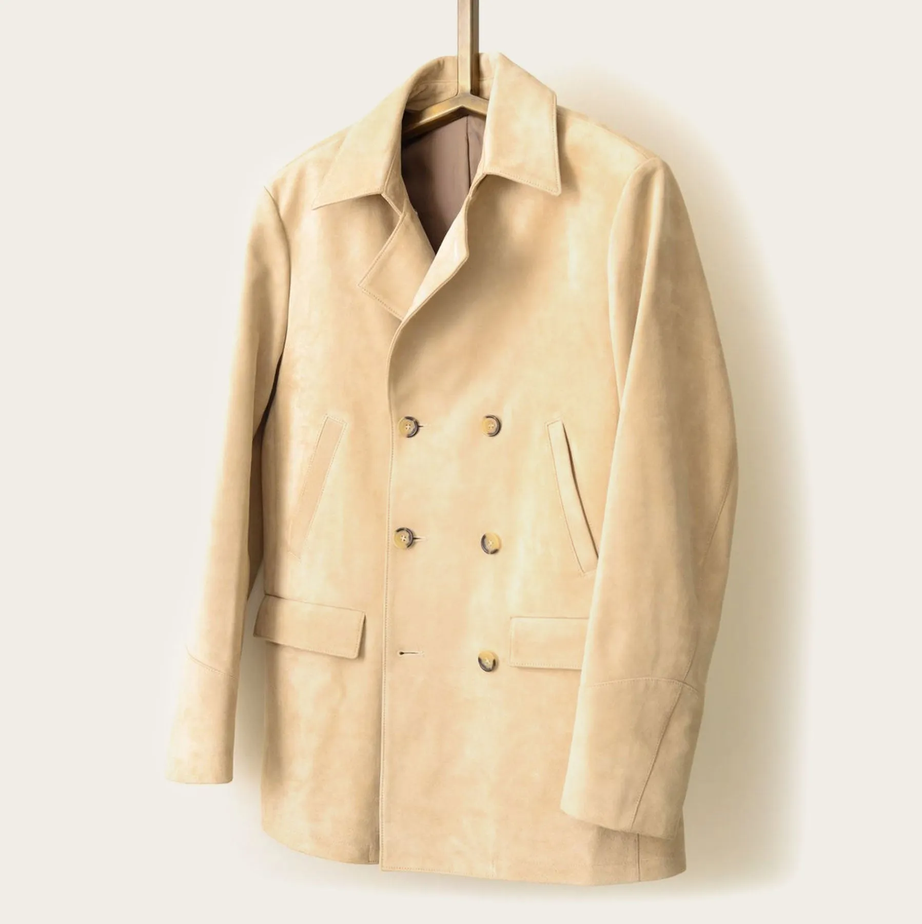 The Condor Peacoat: Bone Suede