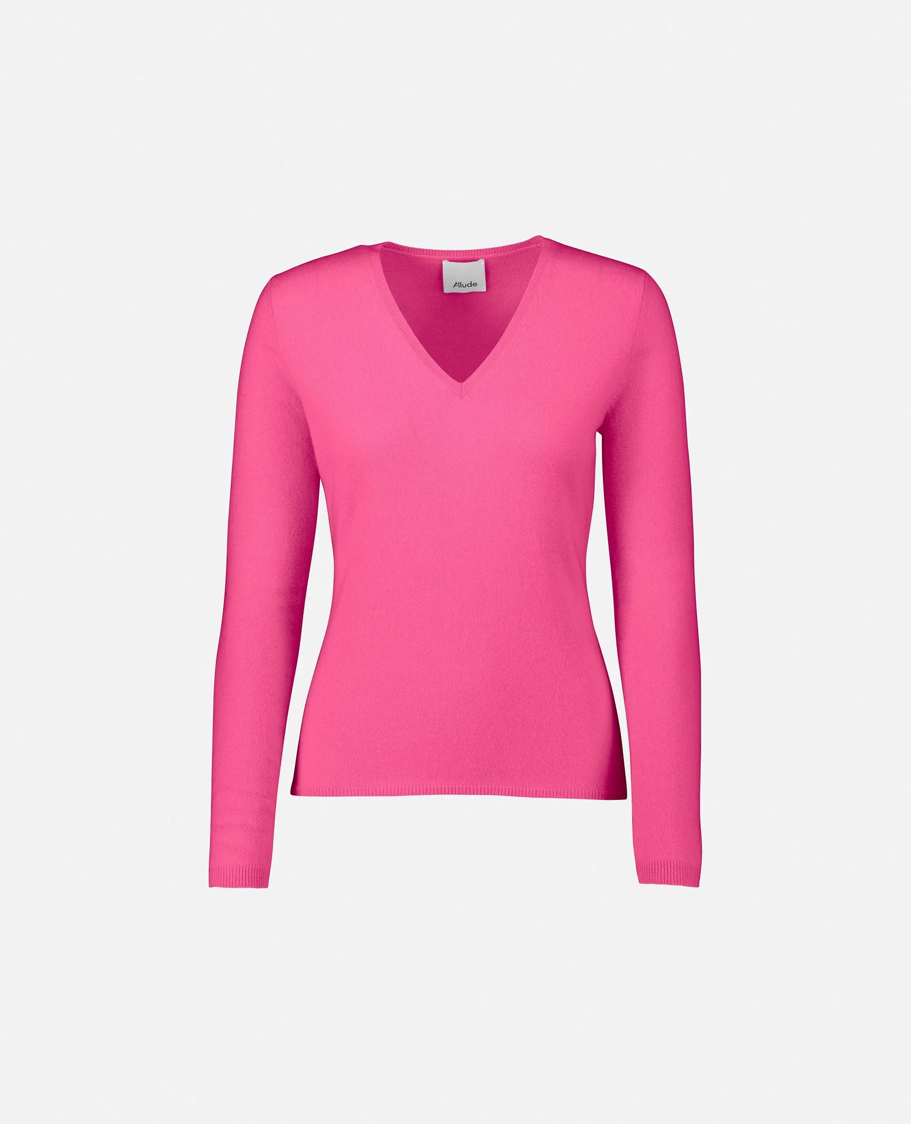 V-Pullover aus Cashmere in Rose