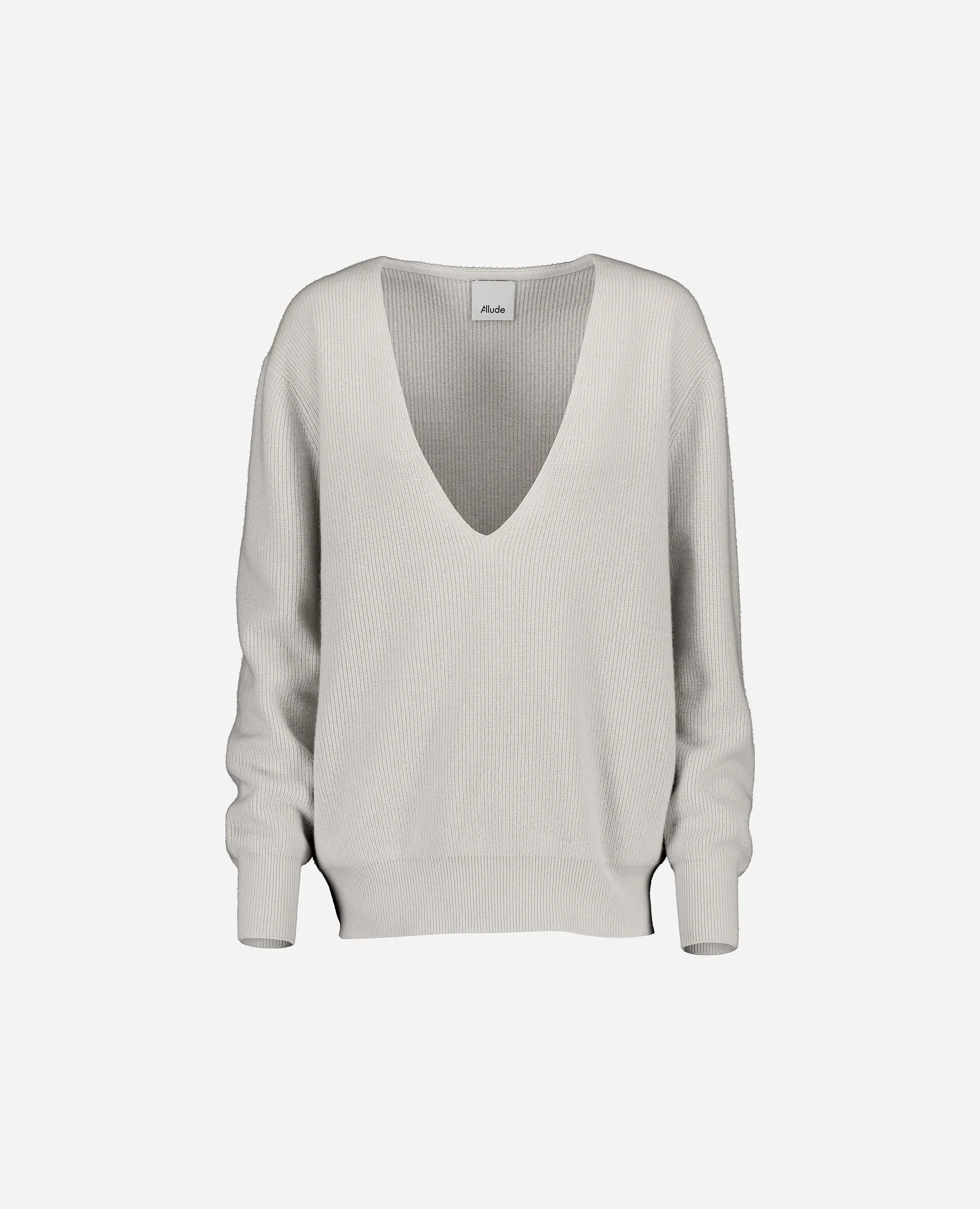 V-Pullover aus Cashmere-Mischung in Grau