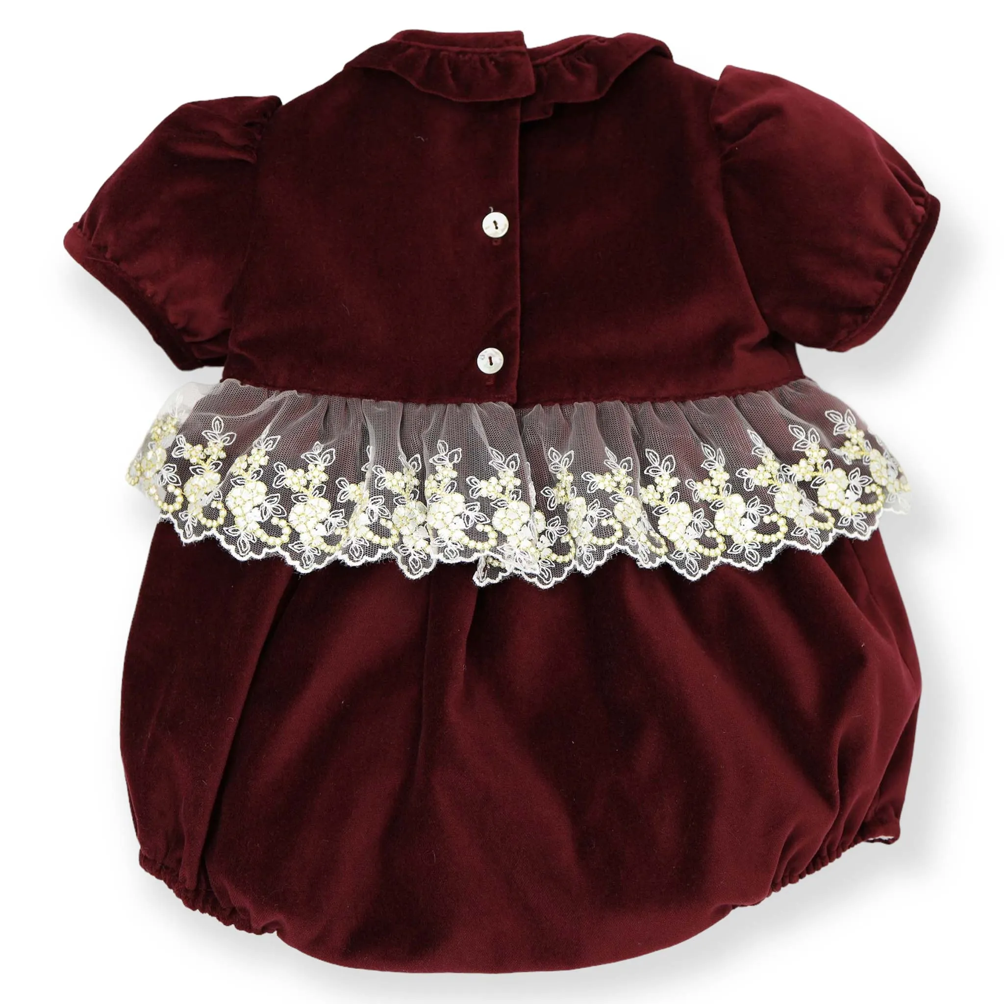 Velvet & Gold Lace Romper - Burgundy (3M - 4Y)