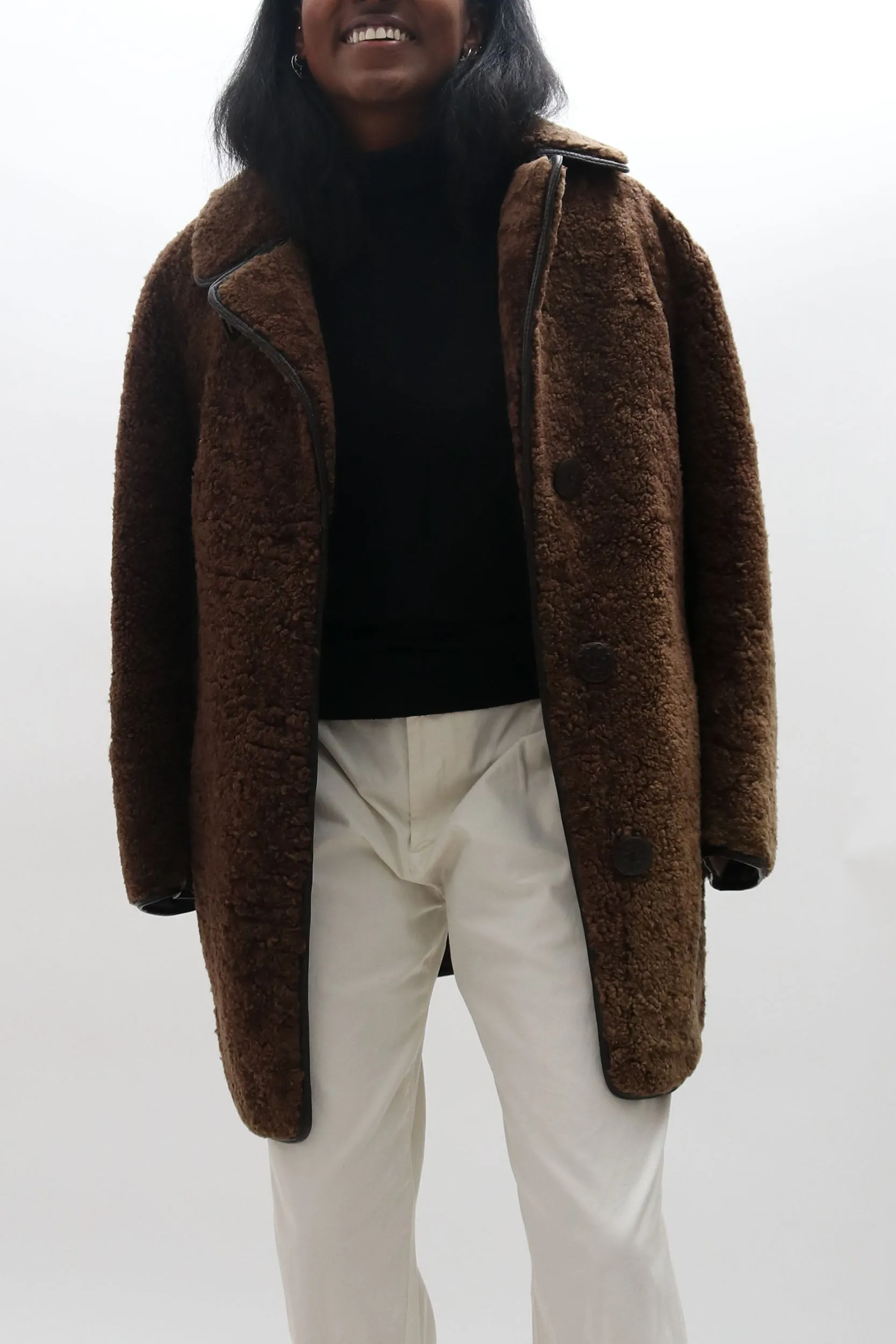 Vintage Brown Sheepskin Coat