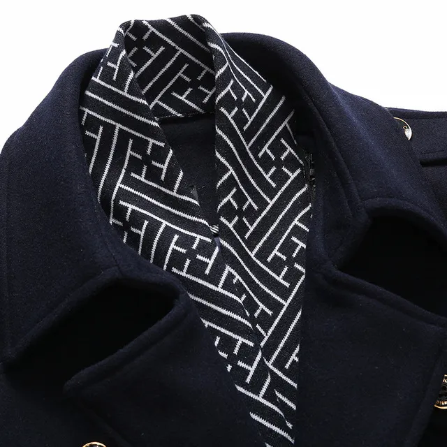 Winter Scarf Detachable Scarf Jackets Men's Wool Coats