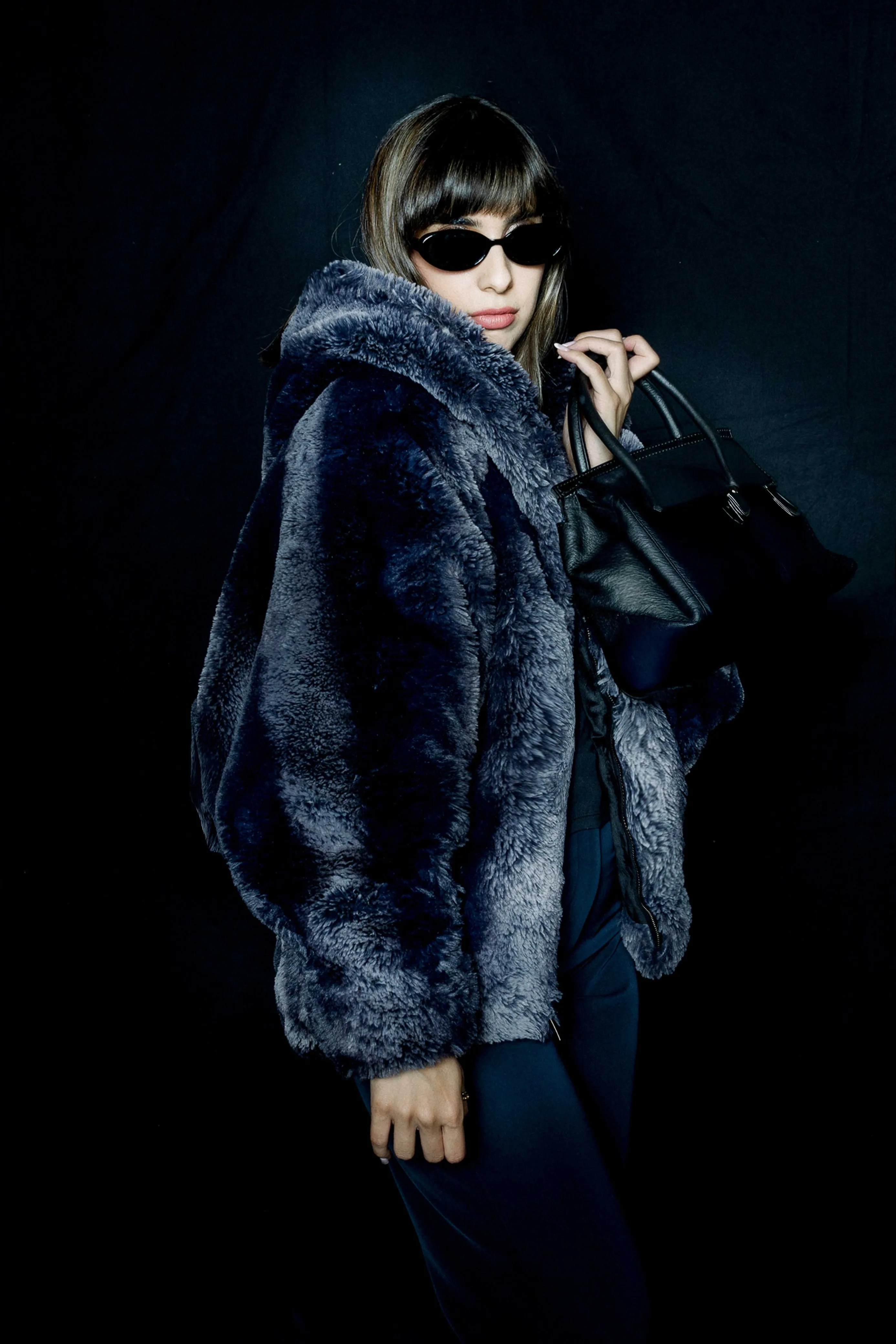 Women's Snuggle Coat in "Ebony Chinchilla"