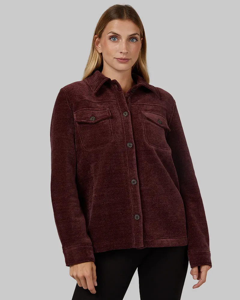 WOMEN'S VELVET SHERPA-LINED SHIRT JACKET