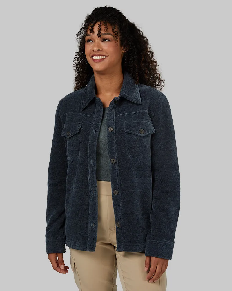 WOMEN'S VELVET SHERPA-LINED SHIRT JACKET