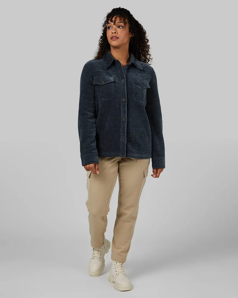 WOMEN'S VELVET SHERPA-LINED SHIRT JACKET