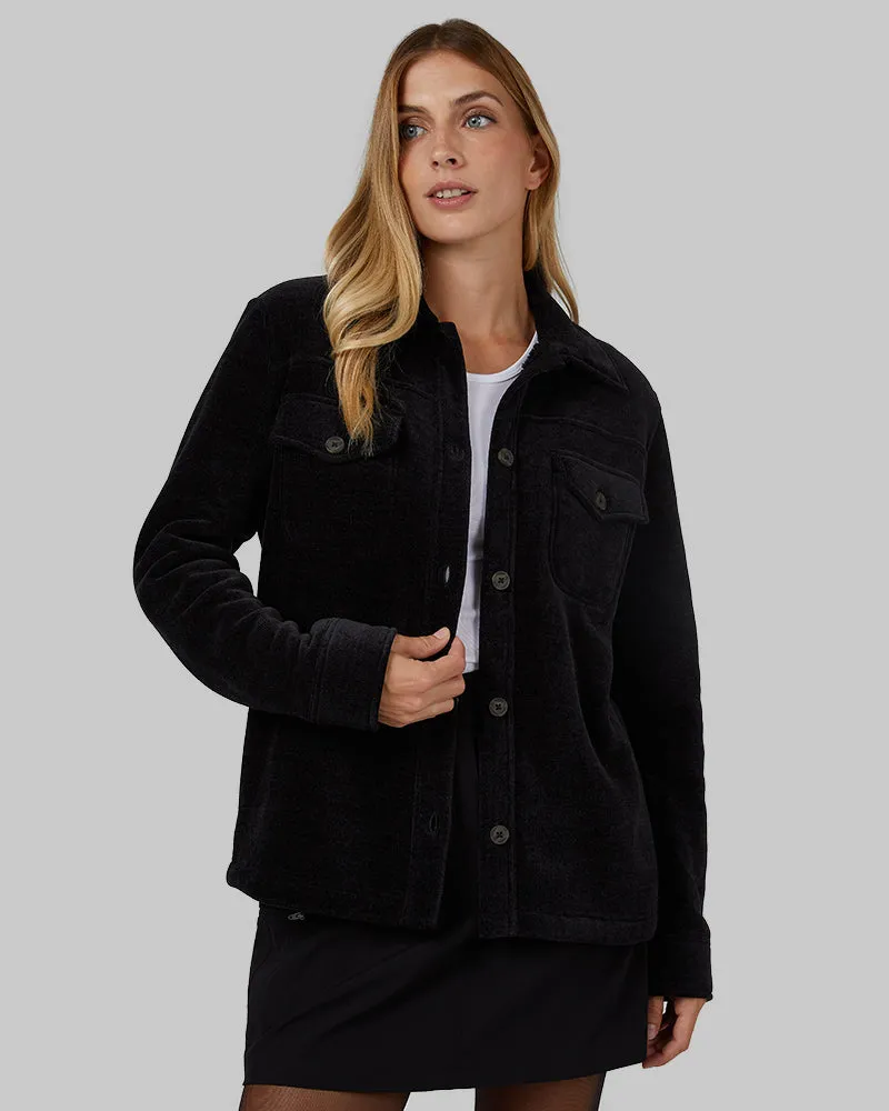 WOMEN'S VELVET SHERPA-LINED SHIRT JACKET