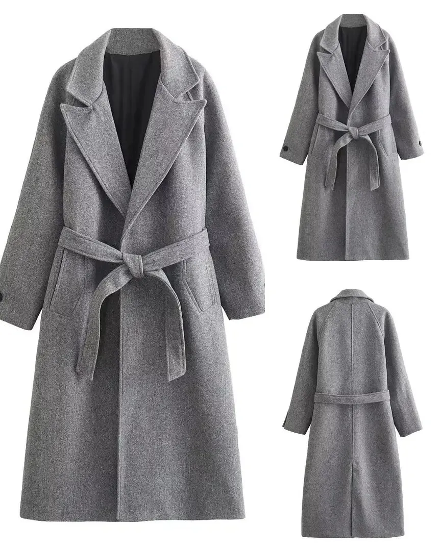 WOOL BLEND BELTED TRENCH