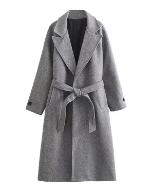 WOOL BLEND BELTED TRENCH