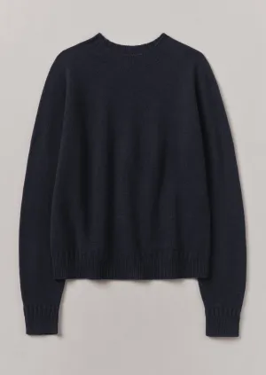 Wool Cashmere Crew Neck Sweater | Dark Navy