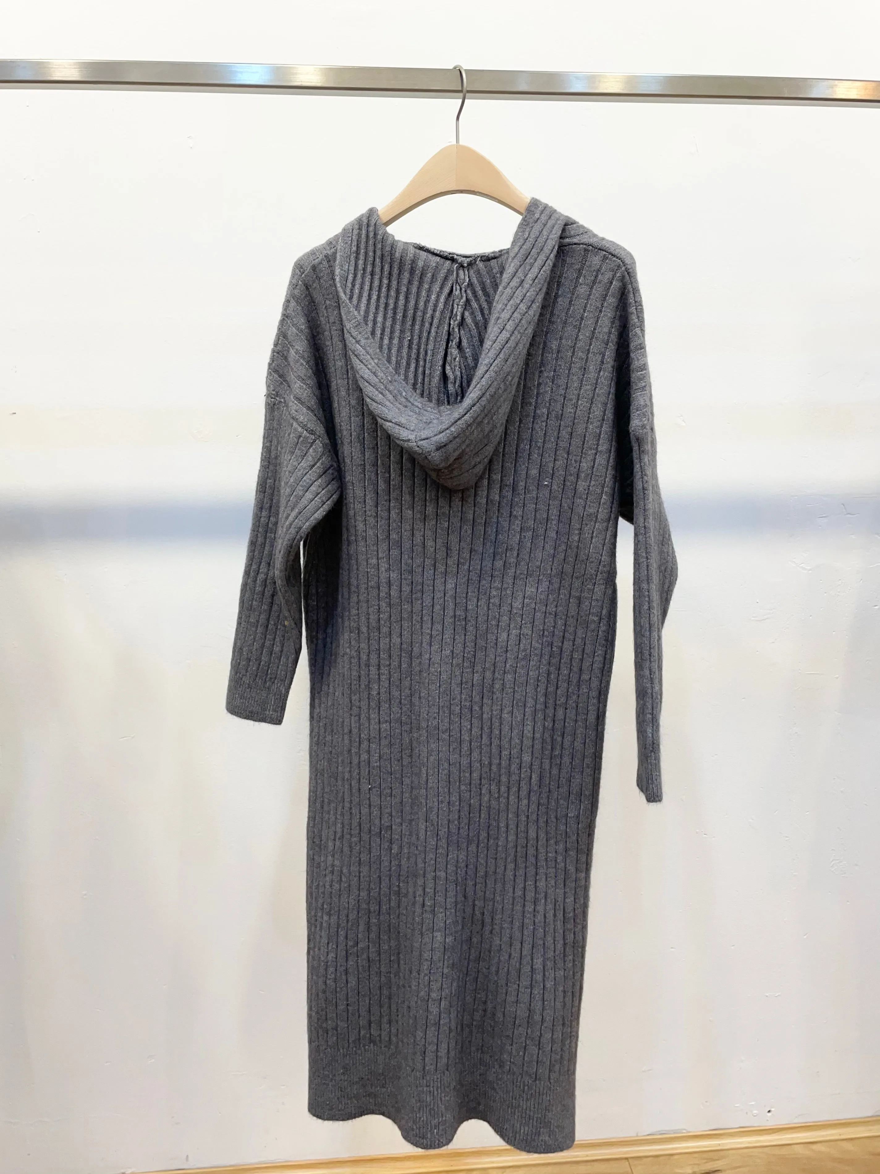 Wool knitted dress with hoodie