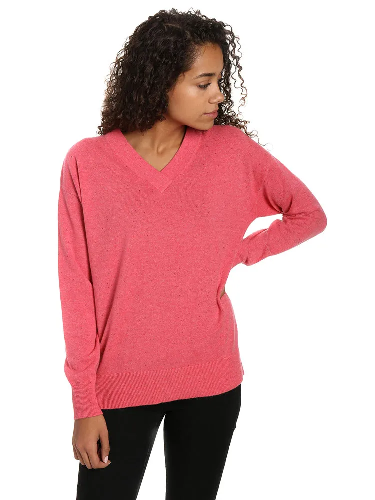 Zainuno Moizni Women's 100% Cashmere Deep V-Neck Sweater